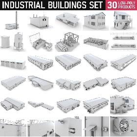 3D Industrial Buildings Set - 30 Pack